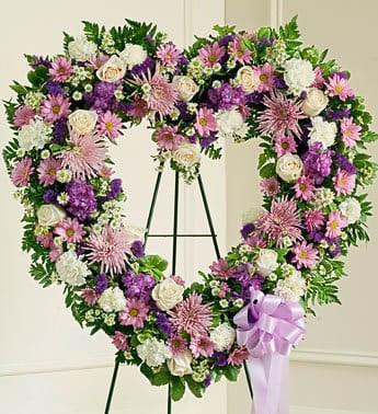 flower delivery lavender Forever Cherished Floral Heart Tribute