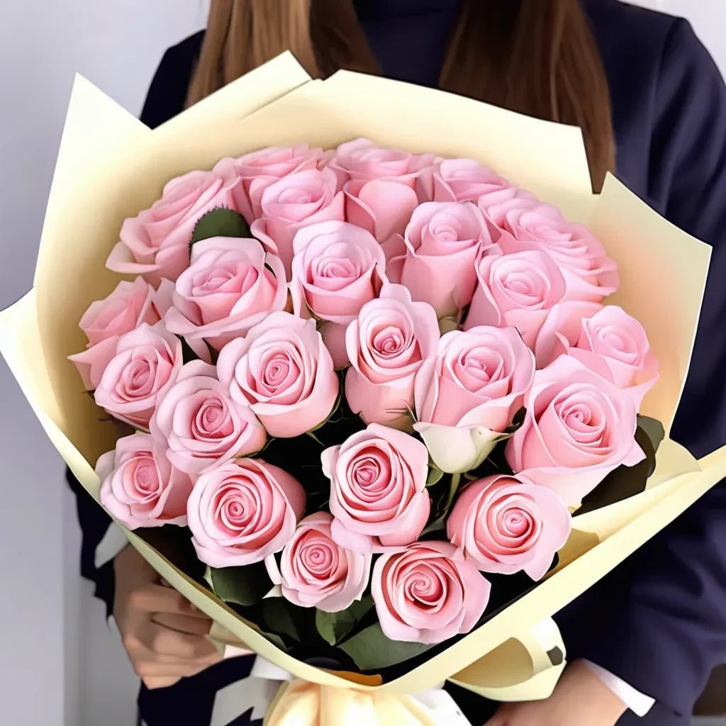 100 Long - Stem Blush Pink Rose Bouquet - The Flower Shop Atlanta