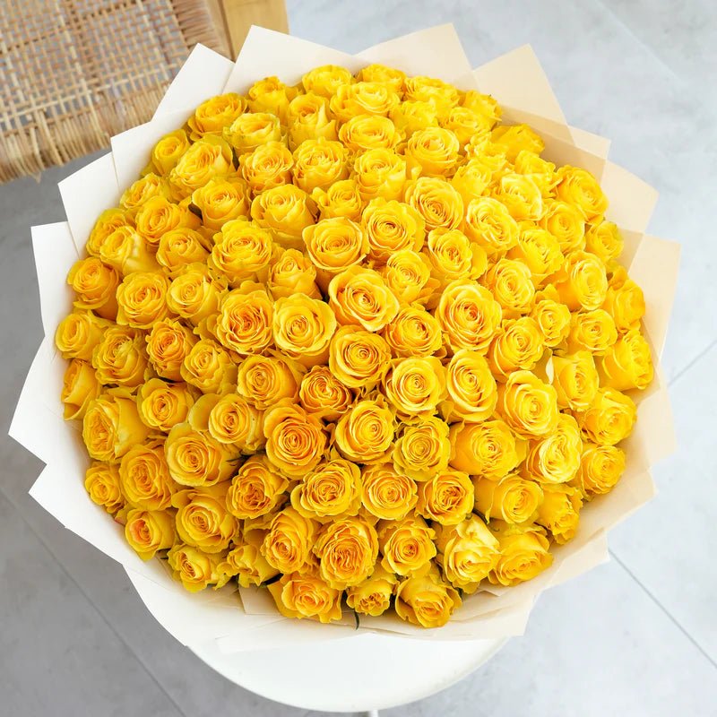 100 Long - Stem Yellow Rose Bouquet - The Flower Shop Atlanta