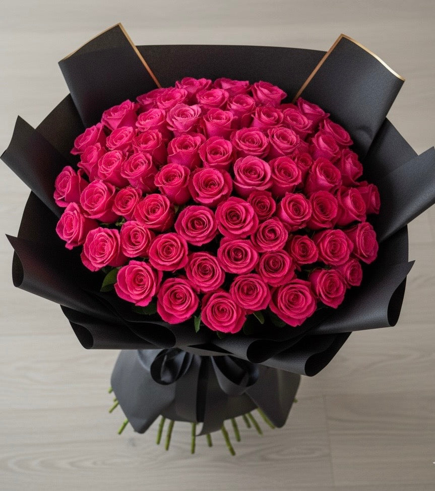 100 Long-Stem Hot Pink Rose Bouquet