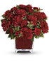 Precious Love Bouquet in a red glass cube vase