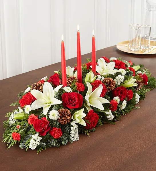 Traditional Christmas Centerpiece - The Flower Shop Atlanta