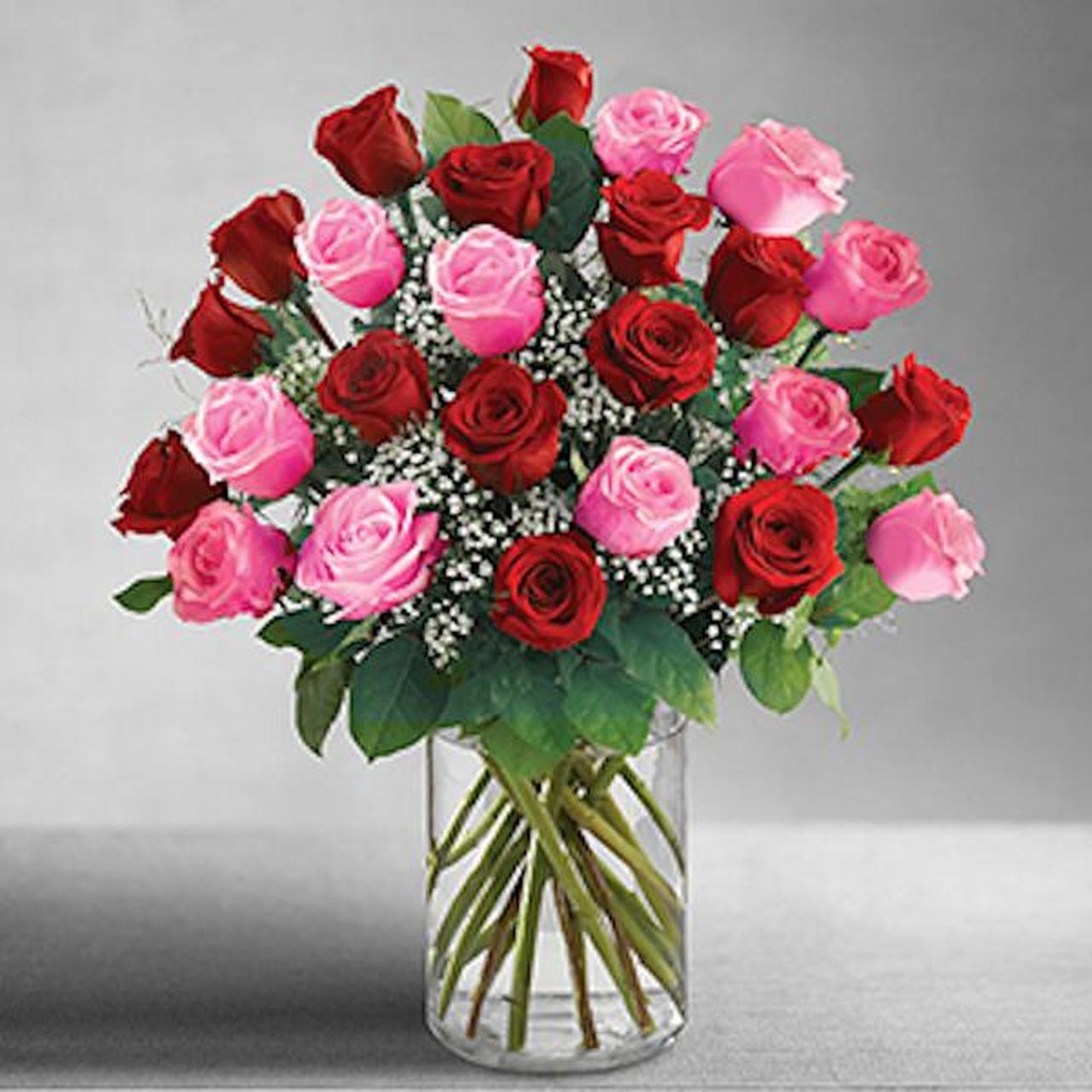 2 dozen red and pink roses | Same Day Delivery | The Flower Shop Atlanta