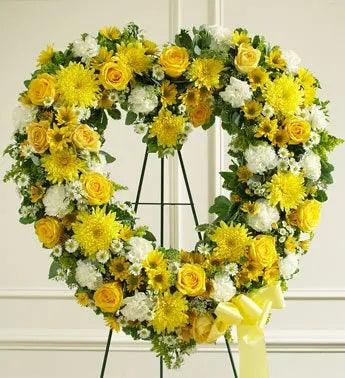 Forever Cherished Floral Heart Tribute - Yellow - The Flower Shop Atlanta
