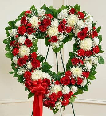 Forever Cherished Floral Heart Tribute - Red &amp; White - The Flower Shop Atlanta