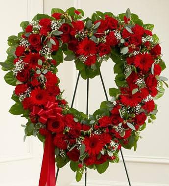 Forever Cherished Floral Heart Tribute - Red - The Flower Shop Atlanta