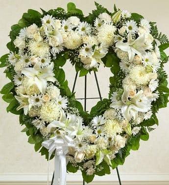 Forever Cherished Floral Heart Tribute - White - The Flower Shop Atlanta