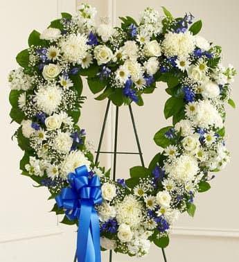 Forever Cherished Floral Heart Tribute - Blue &amp; White - The Flower Shop Atlanta