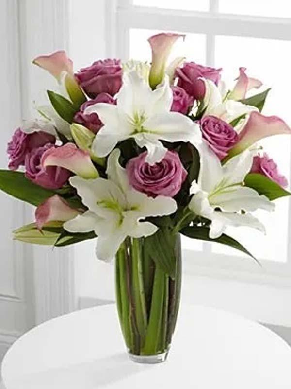 Elegance Abounds Rose &amp; Lily Bouquet - The Flower Shop Atlanta